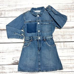 Zara girls denim dress w/ distressed pocket size 9